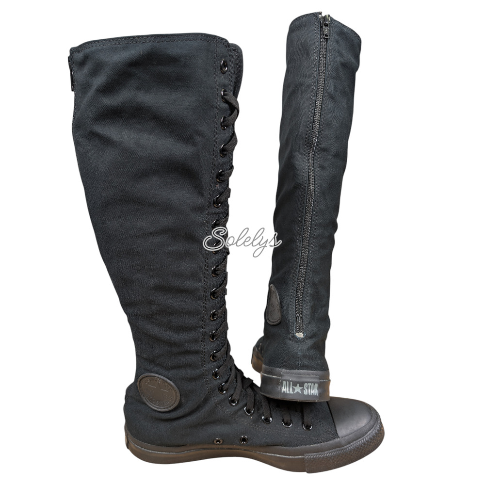 Converse 2009 XXHI Black Monochrome Custom Elastic Lace Knee High Sneaker M9 W11